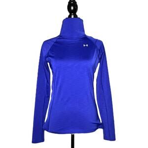 Under Armour Mock Turtleneck Base Layer Long Sleeve Top Royal Blue Size Small